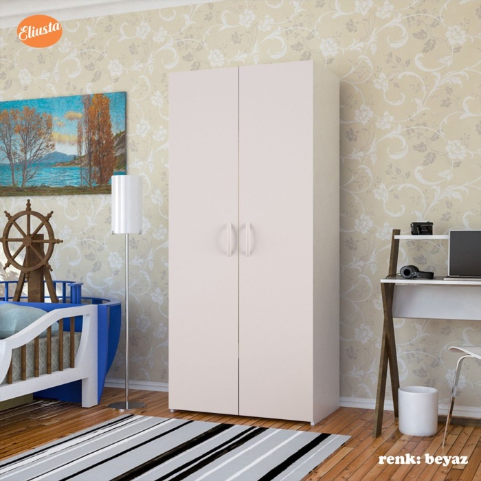 Iki Kapaklı Askılıklı ve Raflı Gardrop