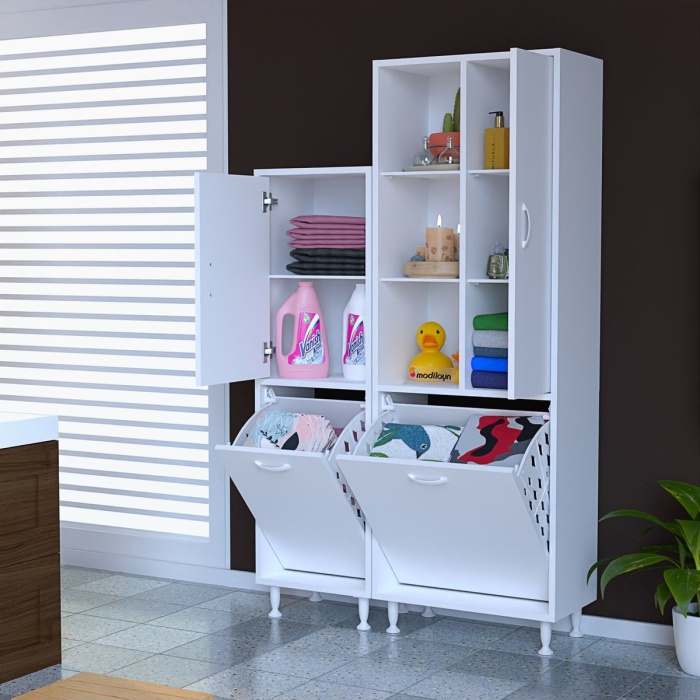 MİS Urla YENİCE 97 x 165 cm Sepetli Dolap Banyo Dolabı Çok Amaçlı Dolap Oyuncak Dolabı