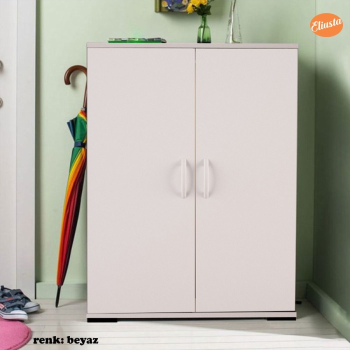 EU-112 Ayakkabılık Çok Amaçlı Dolap Antre Ayakkabılık 4 raflı Ayakkabı Dolabı - BEYAZ