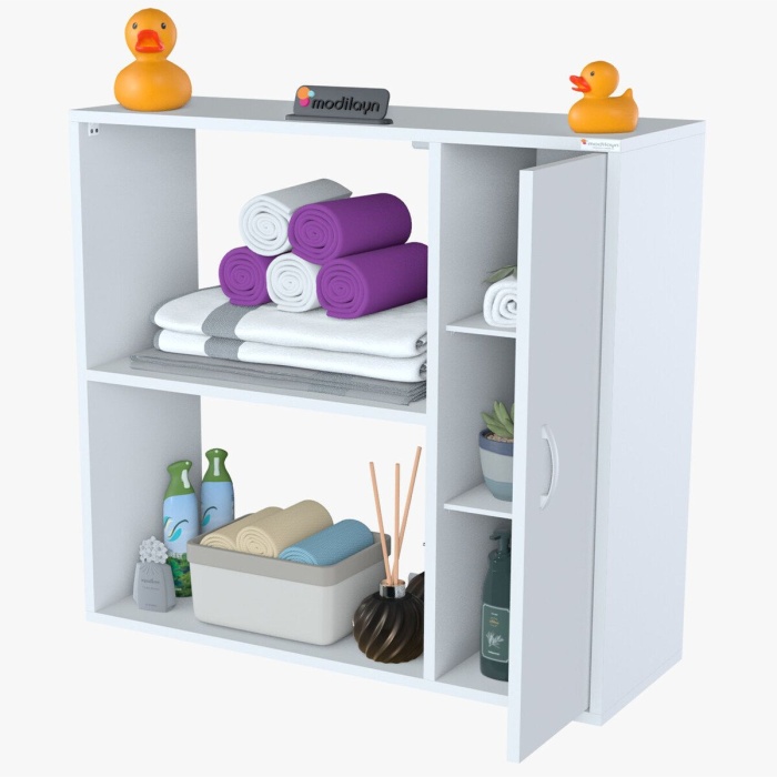 Urla Banyo Dolabı Çok Amaçlı Dolap 90 x 85 x 32 cm Asma Banyo Dolabı Makina Üstü Dolap