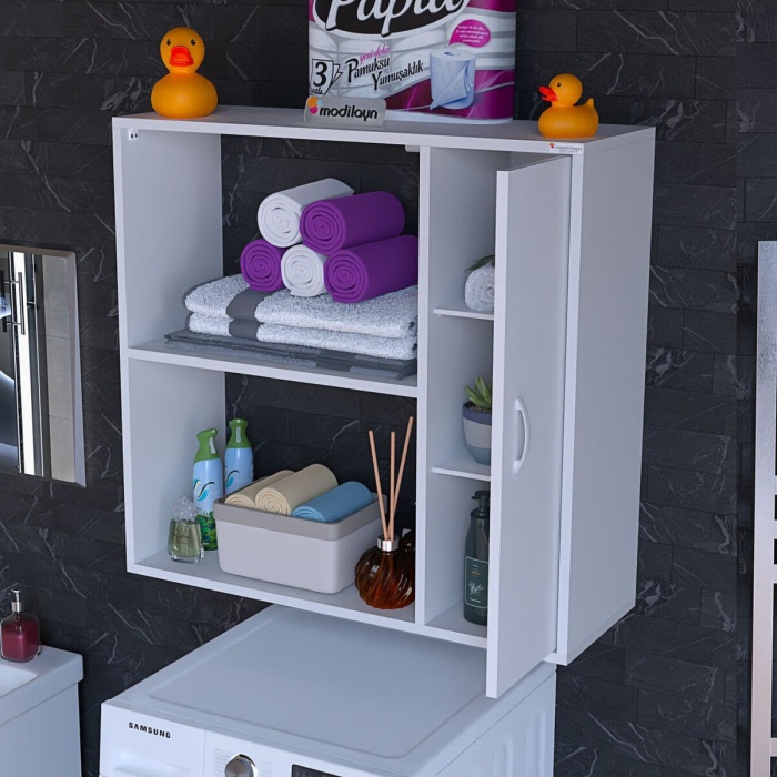 Urla Banyo Dolabı Çok Amaçlı Dolap 90 x 85 x 32 cm Asma Banyo Dolabı Makina Üstü Dolap