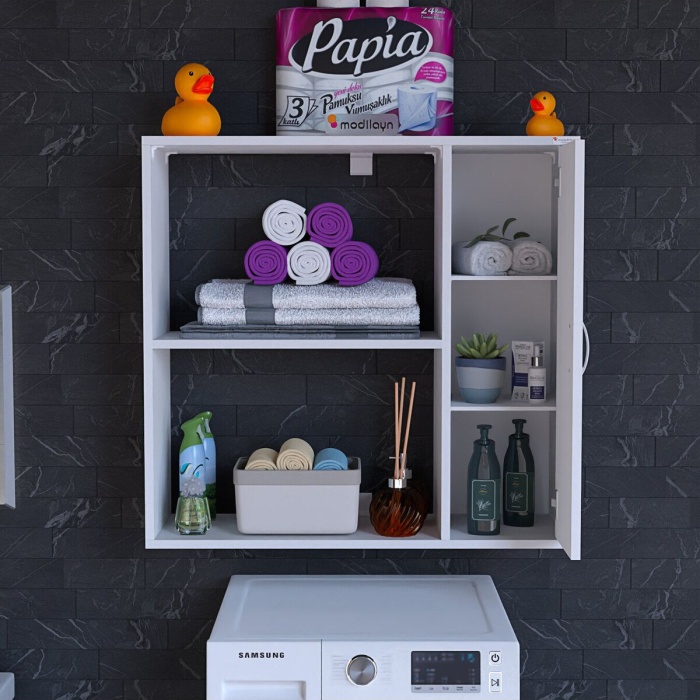 Urla Banyo Dolabı Çok Amaçlı Dolap 90 x 85 x 32 cm Asma Banyo Dolabı Makina Üstü Dolap