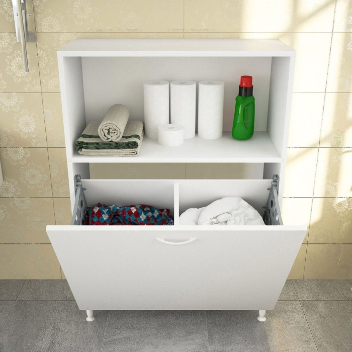 75 x 100 x 30cm 2 sepetli Kirli Çamaşır Dolabı Banyo Dolabı Çok Amaçlı Dolap Mutfak Dolabı
