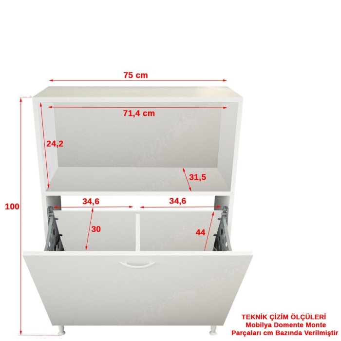 75 x 100 x 30cm 2 sepetli Kirli Çamaşır Dolabı Banyo Dolabı Çok Amaçlı Dolap Mutfak Dolabı