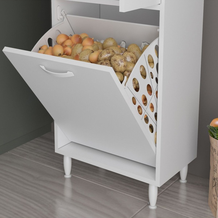 55x165x30 Cm Ard-133 Sepetli 2 Kapaklı Çok Amaçlı Mutfak Dolabı Banyo Dolabı Oyuncak Dolabı