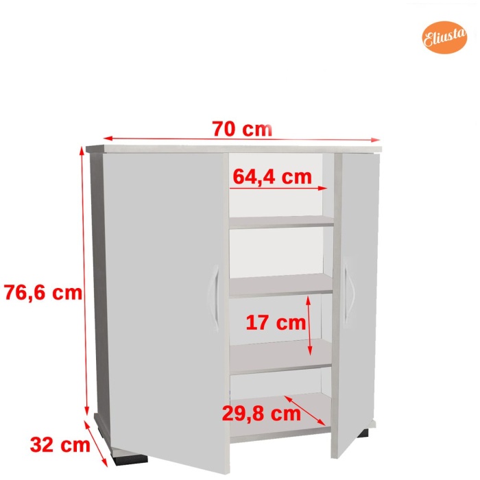 MODİLAYN ARD-112 70 x76x 32 cm Ayakkabılık Antre Ayakkabılık Çok Amaçlı Dolap Ayakkabı Dolabı-MEŞE