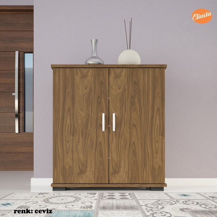 ARD-112 70 x76x 32 cm Ayakkabılık Antre Ayakkabılık Çok Amaçlı Dolap Ayakkabı Dolabı-CEVİZ