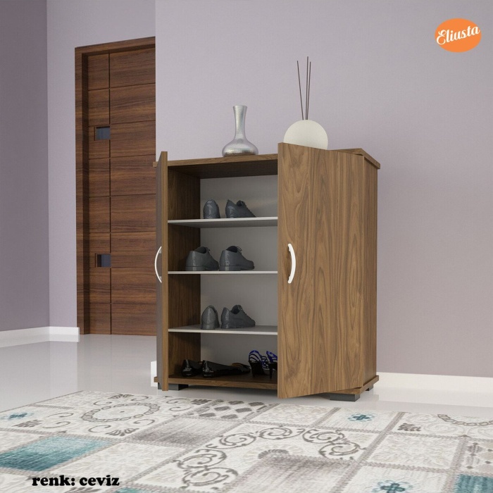 ARD-112 70 x76x 32 cm Ayakkabılık Antre Ayakkabılık Çok Amaçlı Dolap Ayakkabı Dolabı-CEVİZ