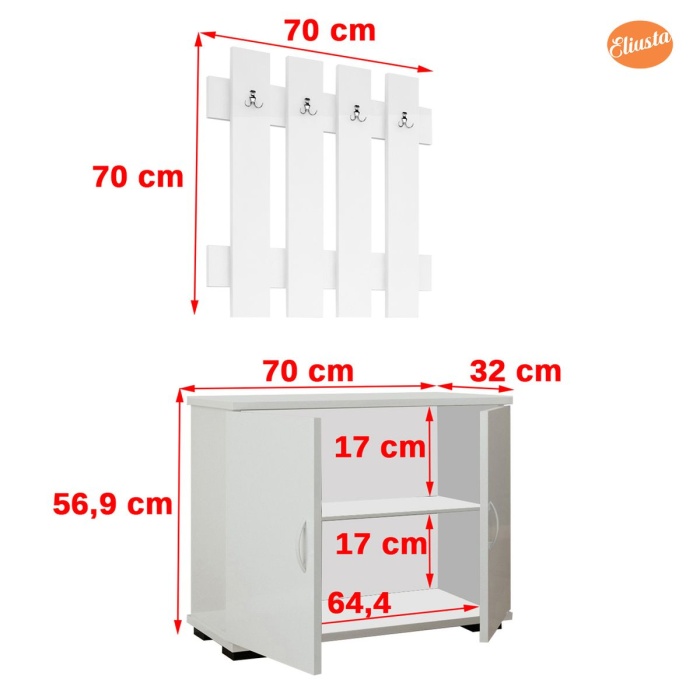 MODİLAYN ARD-117 Askılıklı Ayakkabı Dolabı Portmanto Ayakkabılık Raflı Ayakkabılık Vestiyer Takımı
