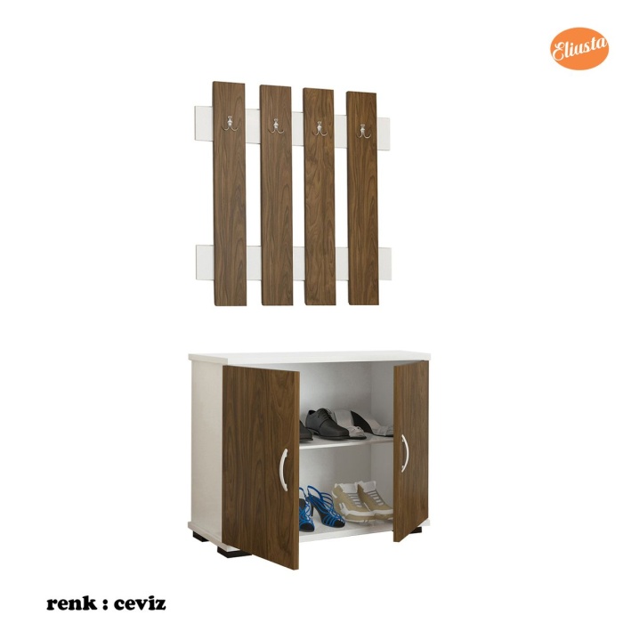 MODİLAYN ARD-117 Askılıklı Ayakkabı Dolabı Portmanto Ayakkabılık Raflı Ayakkabılık Vestiyer Takımı