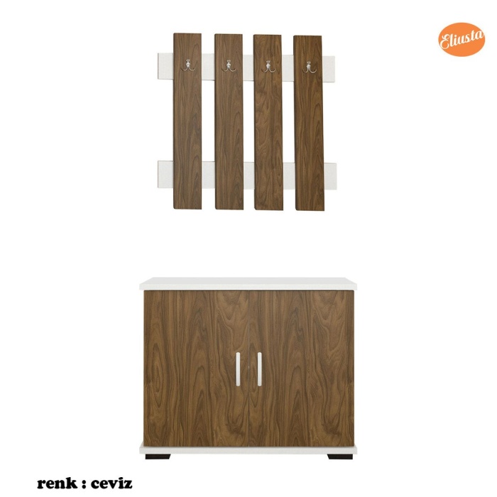 MODİLAYN ARD-117 Askılıklı Ayakkabı Dolabı Portmanto Ayakkabılık Raflı Ayakkabılık Vestiyer Takımı