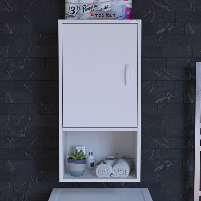 MODİLAYN 50 x 88,4 x 32,5 Çok Amaçlı Asma Banyo Dolabı Banyo Dolabı Makina Üstü Dolap Asma Dolap