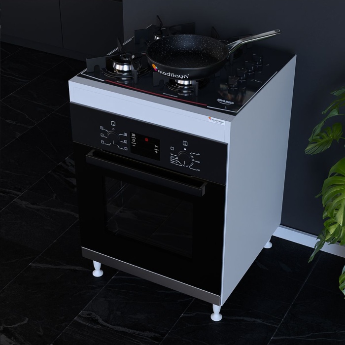 Elit 59,6 X 85 X 56 Cm Gömme Ankastre Ocak Ve Fırın Bölmeli Mutfak Dolabı