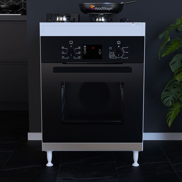 Elit 59,6 X 85 X 56 Cm Gömme Ankastre Ocak Ve Fırın Bölmeli Mutfak Dolabı