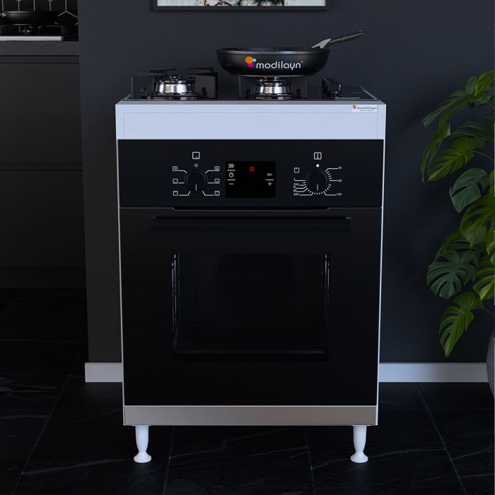 Elit 59,6 X 85 X 56 Cm Gömme Ankastre Ocak Ve Fırın Bölmeli Mutfak Dolabı