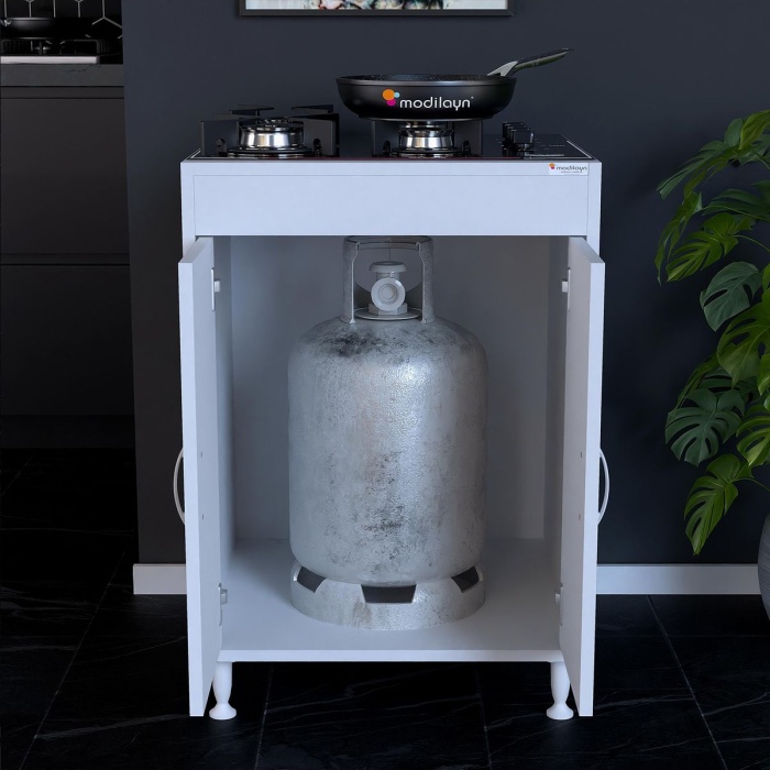 Elit 59,6 X 85 X 56 Cm Gömme Ankastre Ocak Ve Tüp Bölmeli Mutfak Dolabı