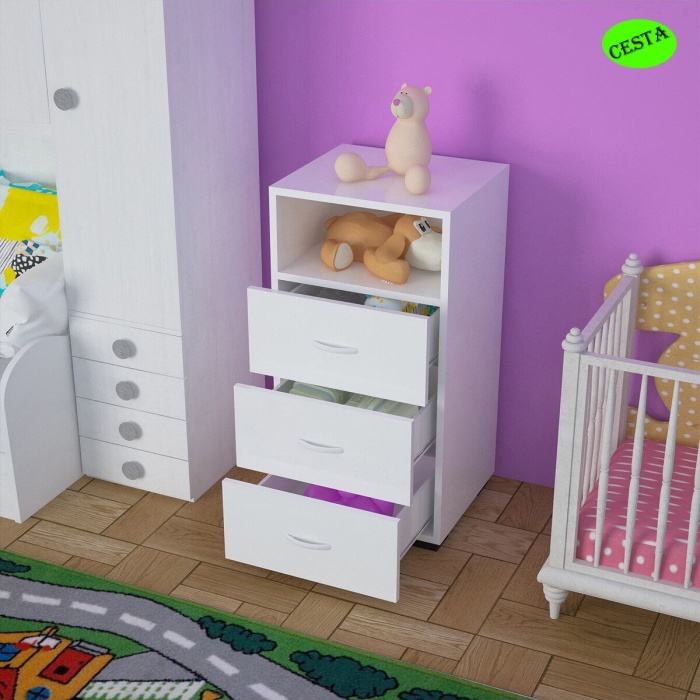 Şifonyer 3 Çekmeceli Tek Gözlü Dar Şifonyer Yatak Odası