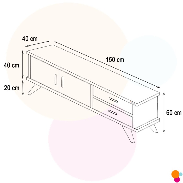 Claros Tv Sehpası Tv Ünitesi 150X40X60 cm Tv Standı