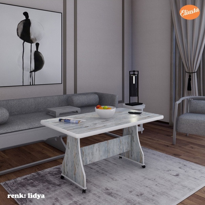 ELİUSTA TEKERLEKLİ MDF MASA MUTFAK MASASI