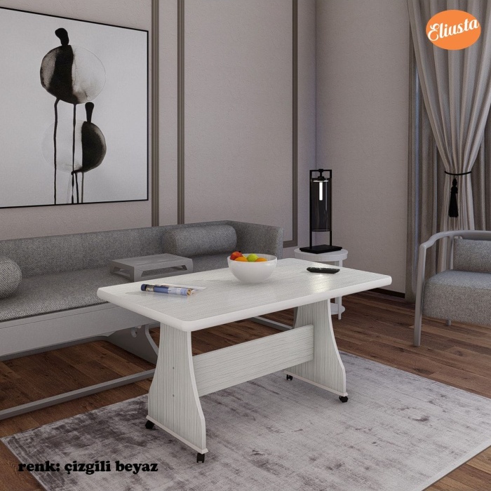 ELİUSTA TEKERLEKLİ MDF MASA MUTFAK MASASI