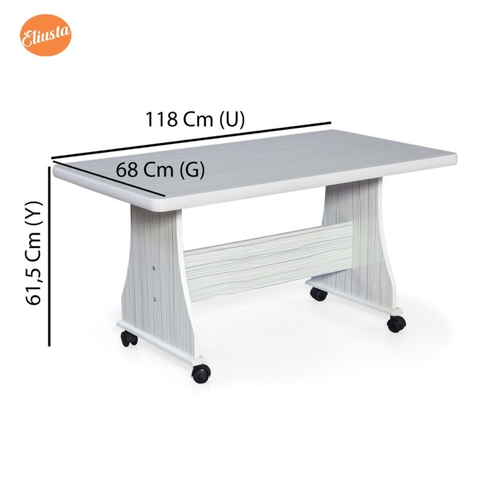 ELİUSTA TEKERLEKLİ MDF MASA YEMEK MASASI