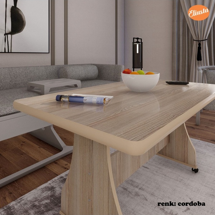 ELİUSTA TEKERLEKLİ MDF MASA YEMEK MASASI