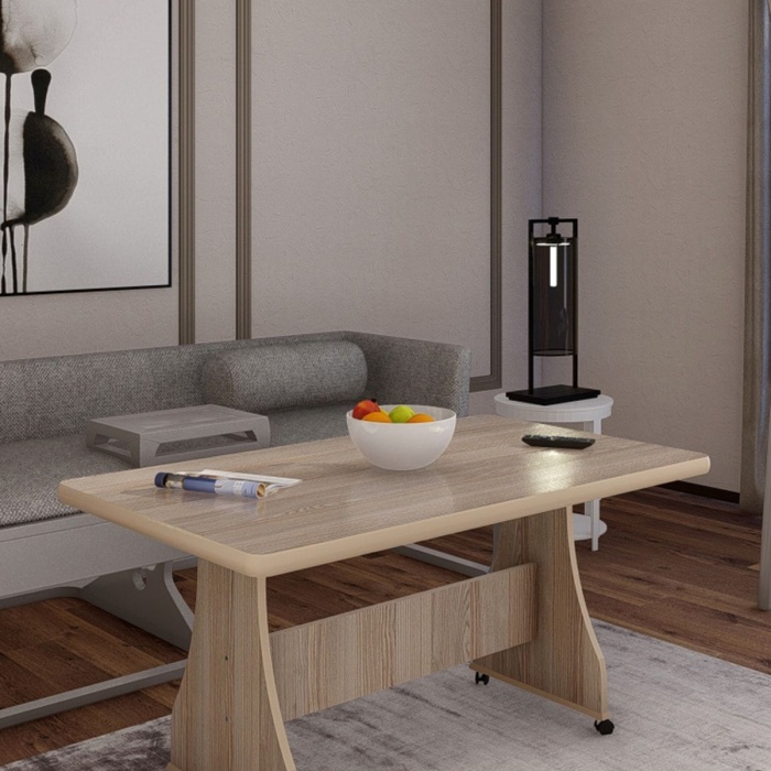 ELİUSTA TEKERLEKLİ MDF MASA YEMEK MASASI