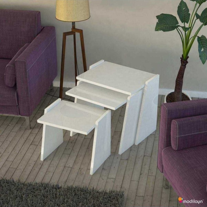 Viva Zigon Sehpa Takımı High Gloss -beyaz