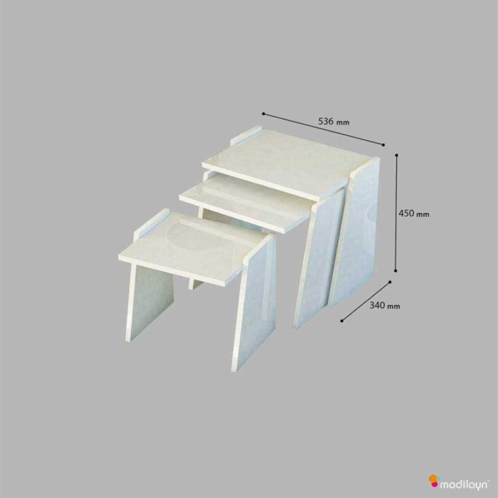 Viva Zigon Sehpa Takımı High Gloss -beyaz