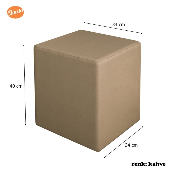 Kare Puf Tabure Ahsap Iskeletli Kumas Tabure