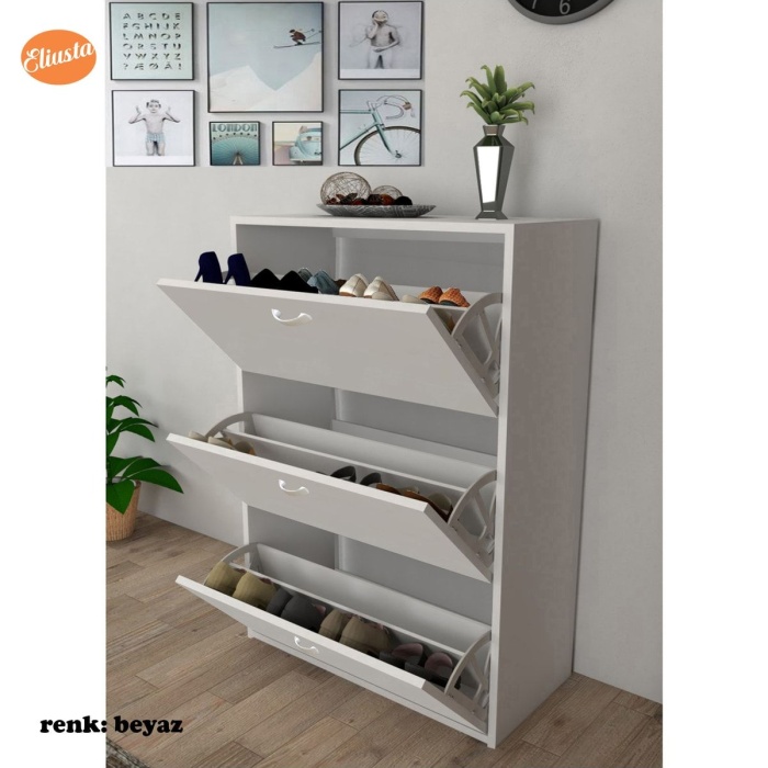 Kapaklı Ayakkabılık Dolabı Üç Kapaklı Ayakkabı Dolabı