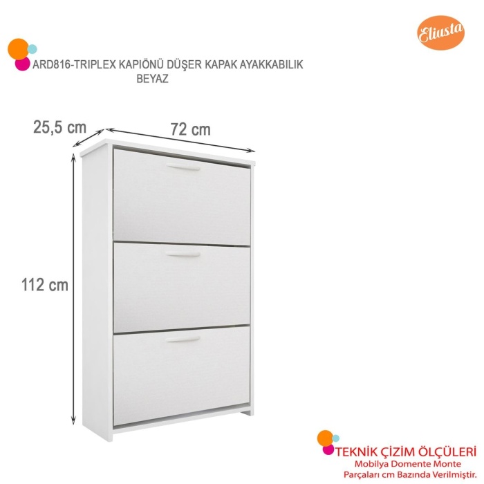 Duser Kapaklı Ayakkabılık Dolabı Üç Kapaklı Ayakkabı Dolabı