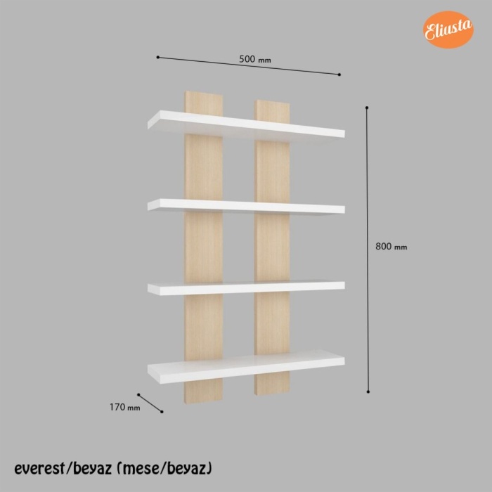 Dort Raflı Duvar Unitesi Ofis Dort Lu Kitaplık Salon Duvar Rafı
