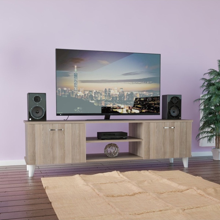 Tv Unıtesi Tv Sehpası 2 Kapaklı Televizyon Sehpası