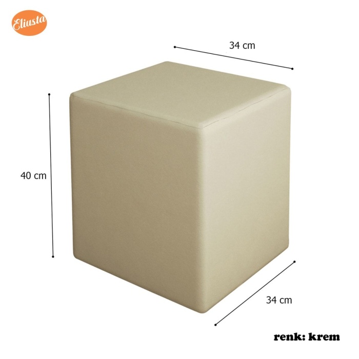 Kare Puf Tabure Ahşap İskeletli Kumaş Tabure