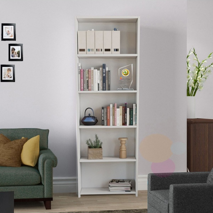 Mutfak Dolabı 5 Raflı Arkalıklı Kitaplık Ofis Dolabı Çok Amaçlı Dolap Banyo Dolabı