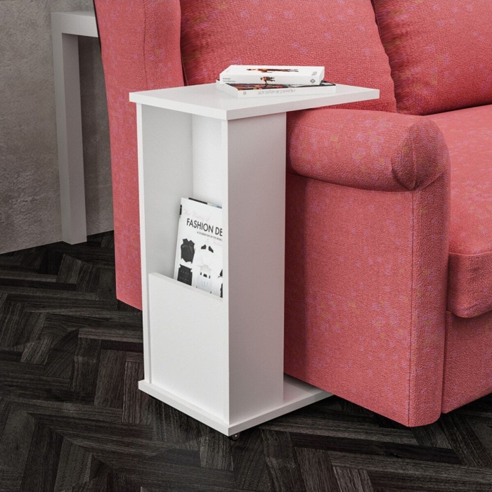 C Yan Sehpa Tekerlekli Gazatelik Koltuk Yanı Sehpah Cok Kulanışlı