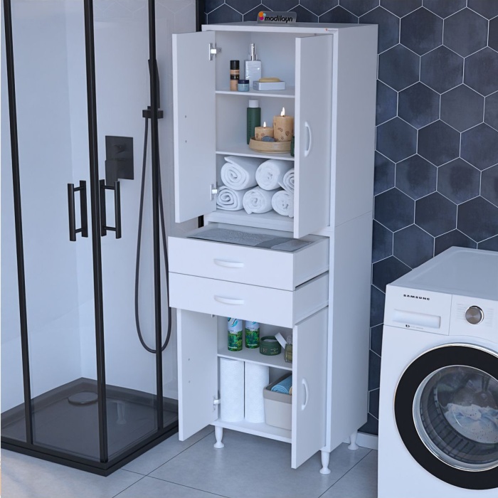 4 Kapaklı 2 Cekmeceli Mutfak Dolabı Banyo Dolabı Ofis Dolabı