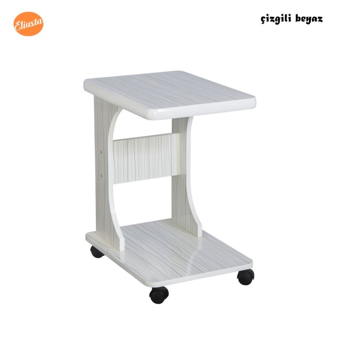 Tekerlekli Mdf C Yan Sehpa Koltuk Yanı Sehpa Salon Sehpa Ofis Sehpa Laptop Sehpası