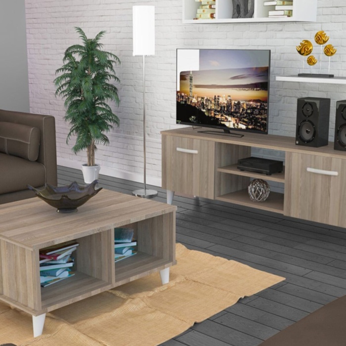 Tv Ünitesi Takımı Tv Sehpası Orta Sehpa Asma Kitaplıklı Raflı
