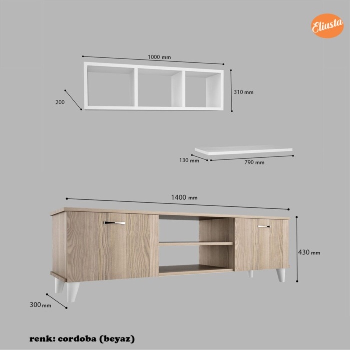 Tv Ünitesi Takımı Tv Sehpası Orta Sehpa Asma Kitaplıklı Raflı