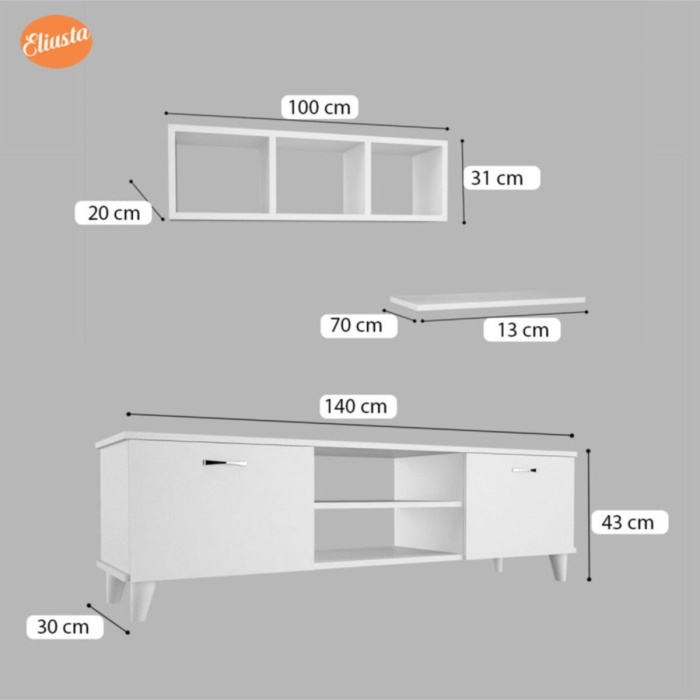 Ard-606 Tv Ünitesi Takımı Tv Sehpası Orta Sehpa Kitaplıklı Duvar Raflı Televizyon Sehpası