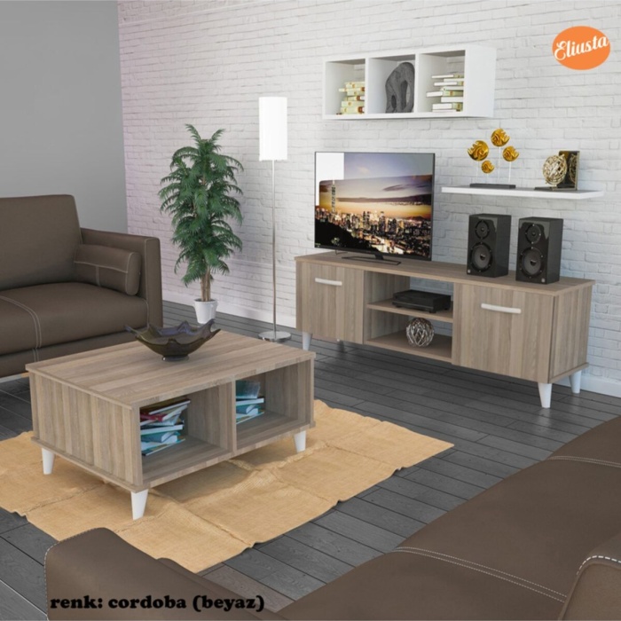 Ard-606 Tv Ünitesi Takımı Tv Sehpası Orta Sehpa Kitaplıklı Duvar Raflı Televizyon Sehpası