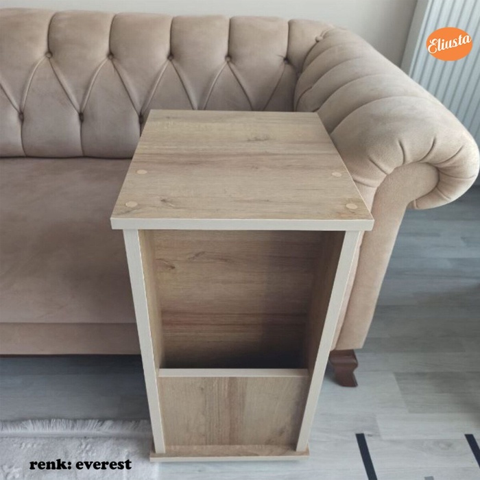 Ard-319 Raflı C Yan Sehpa Koltuk Yanı Tekerlekli Sehpa - Meşe