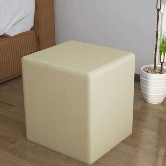 Kare Puf Ahşap Iskeletli Kadifemsi Kumaşlı Tabure