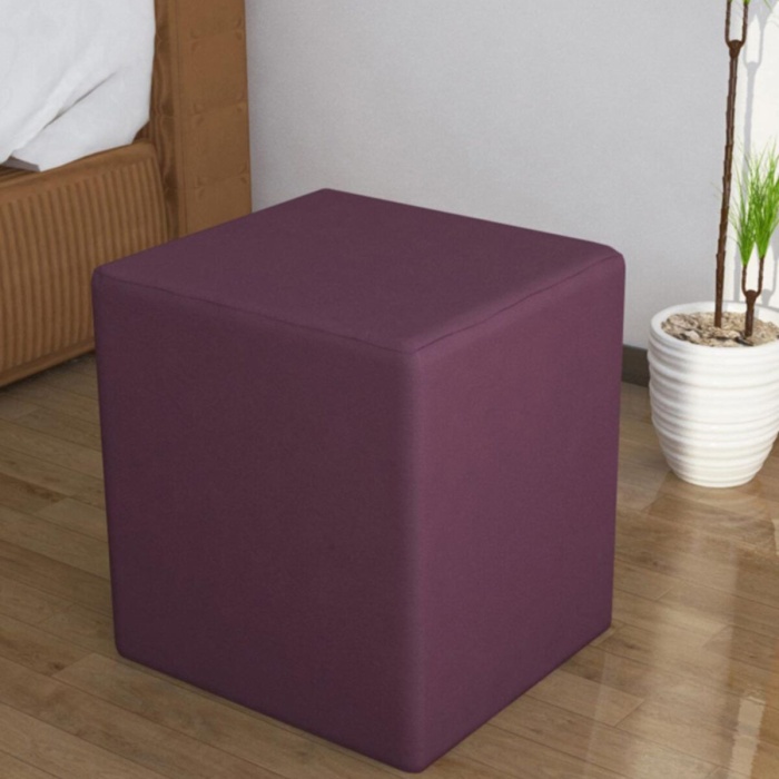 Kare Puf Ahşap İskeletli Kadifemsi Kumaşlı Tabure