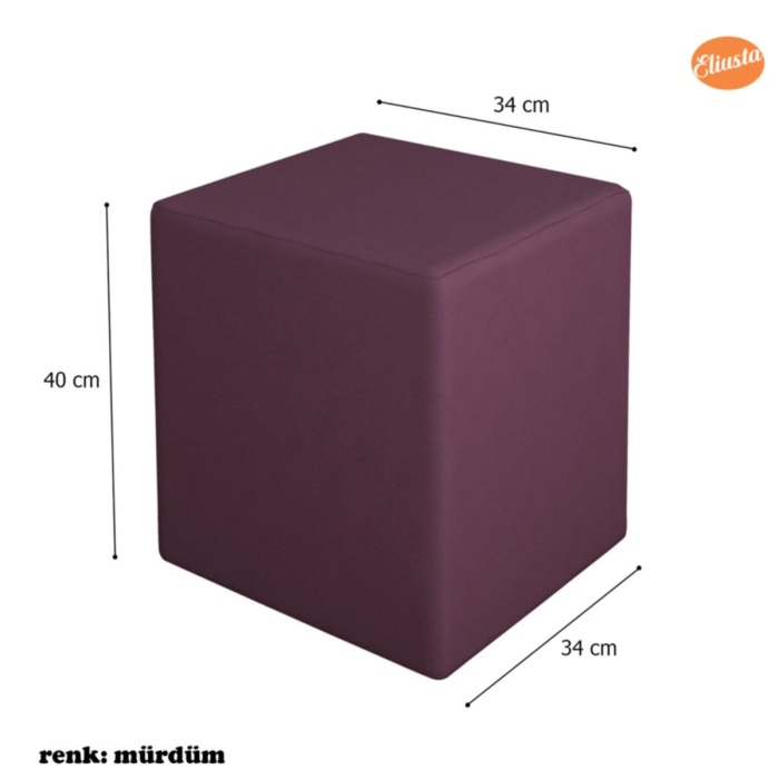 Kare Puf Ahşap İskeletli Kadifemsi Kumaşlı Tabure