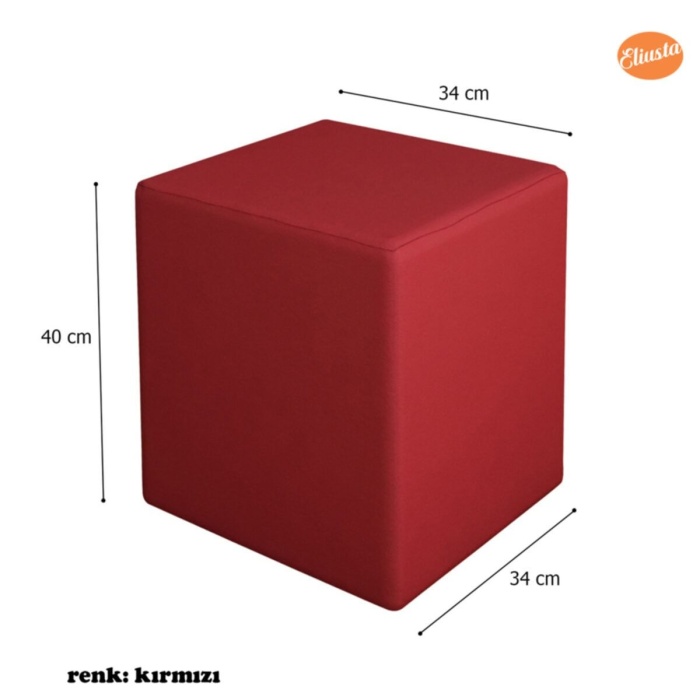 Kadifemsi Kumaşlı Tabure Kare Puf Ahşap Iskeletli Küp