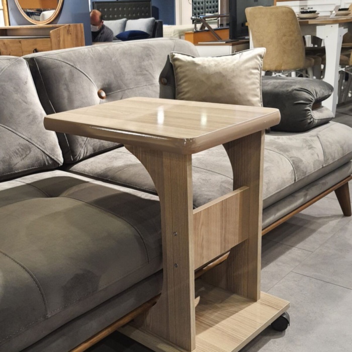 Tekerlekli C Yan Sehpa Ofis Sehpası Laptop Sehpası % 100 Mdf Koltuk Yanı Sehpa