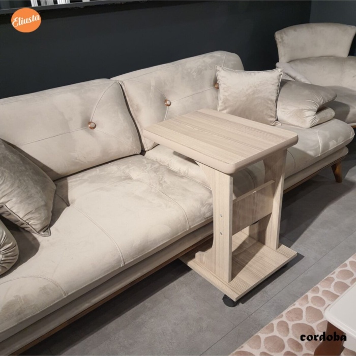 Tekerlekli C Yan Sehpa Ofis Sehpası Laptop Sehpası % 100 Mdf Koltuk Yanı Sehpa